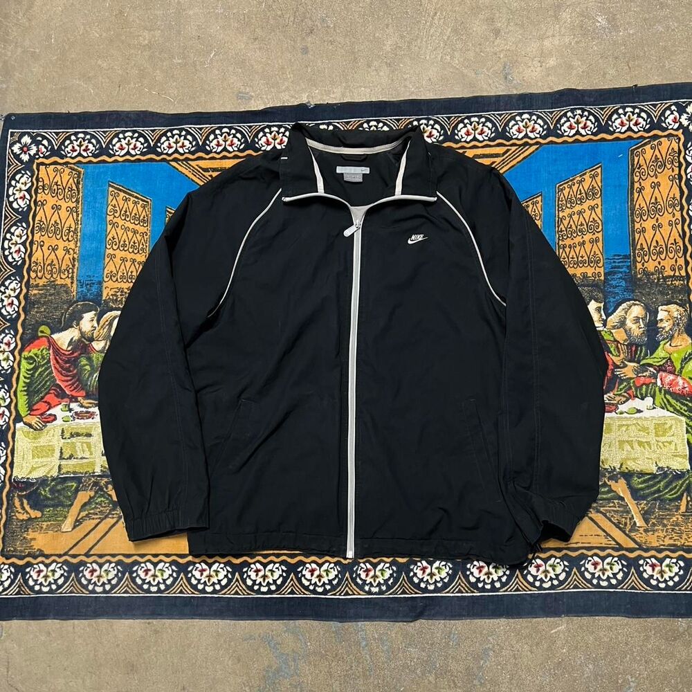 Vintage black Nike track jacket Size XL Double Pipe Embroidered Sportswear y2k